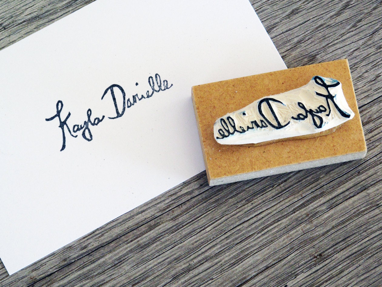 Custom Signature Rubber Stamp, Name Stamp, Hand carved stamp