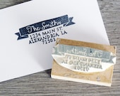 Personalized Address Stamp, Rectangle, Rubber Stamp, Banner Address Stamp