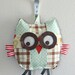 Stanley the Patchwork Owl Crinkle Toy comes with Detachable Organic Wood Teething Ring- Great Baby Boy Gift