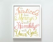 8x10 Do Justice print in pink and green