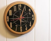 Vintage Upcycled Wall Clock Black and Copper