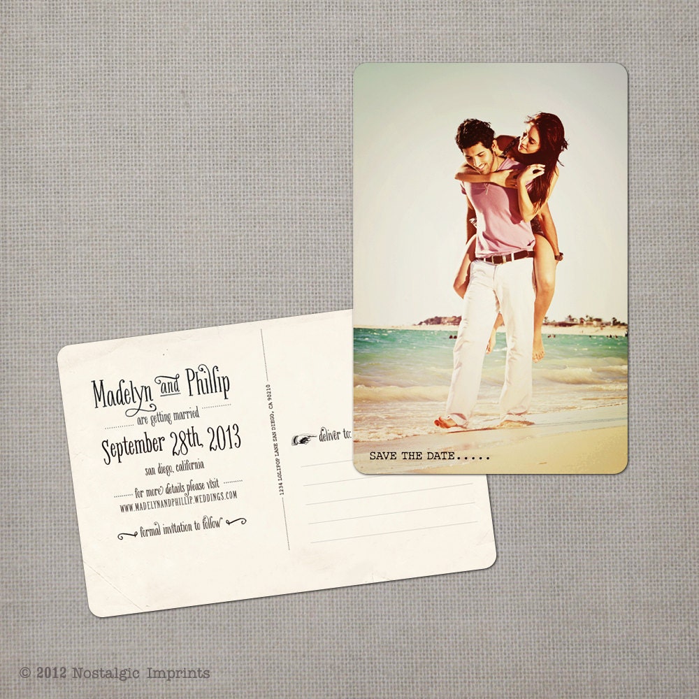 Vintage Save the Date Postcard - the "Madelyn 3"