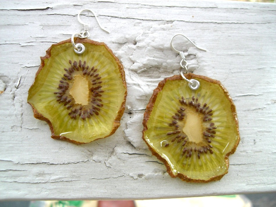 Kiwi Earrings - Fruit Jewelry - Vegan Jewelry