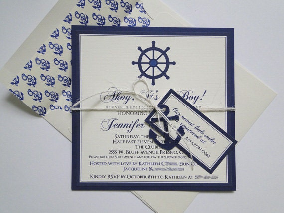 Anchor Invitations for Nautical Baby Shower or Birthday - Made to Order
