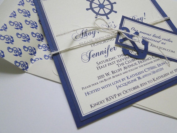Anchor Invitations for Nautical Baby Shower or Birthday - Made to Order