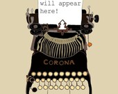 PERSONALIZED 5X7 Vintage Corona Typewriter print