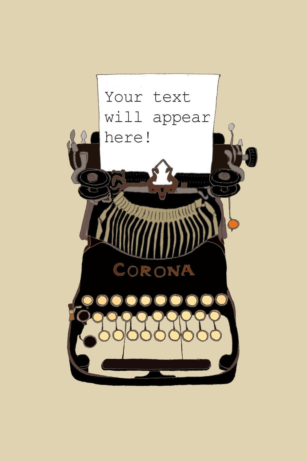 PERSONALIZED 5X7 Vintage Corona Typewriter print