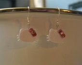 Hello Kitty Earrings - Dangle Paper Earrings with Pink Bow & Crystals