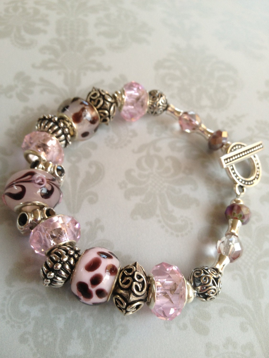 Purple Swirl - Lovely Pink and Purple Beaded Bracelet
