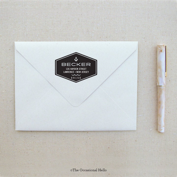 Vintage Shape Nautical Anchor Return Address Stamp - 'Starboard'