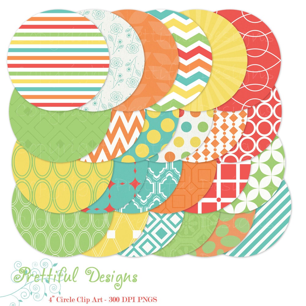 30% Off Sale 4" Circle Clip Art for Personal and Commercial Use - Beach Party (456) Il_570xn