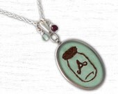 Mason Jar Necklace Design - Choose your own Initial & Color - Hand Embroidered Letter Necklace