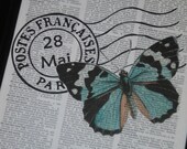 Butterfly Art Print French Art Print Paris Upcycled Dictionary Art Print Book Page HHP Original Design