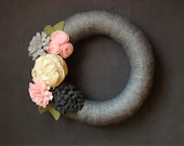 Yarn Wrapped Wreath (Grey and Pink)