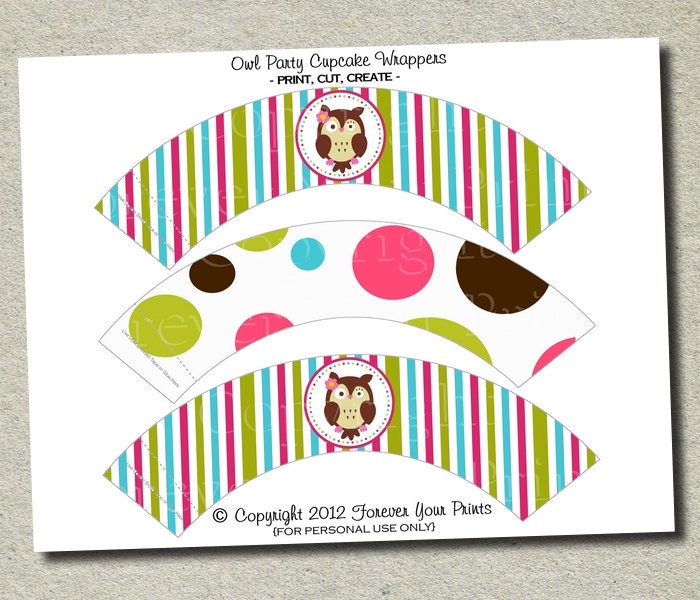 Owl Cupcake Wrappers - INSTANT DOWNLOAD Il_570xn