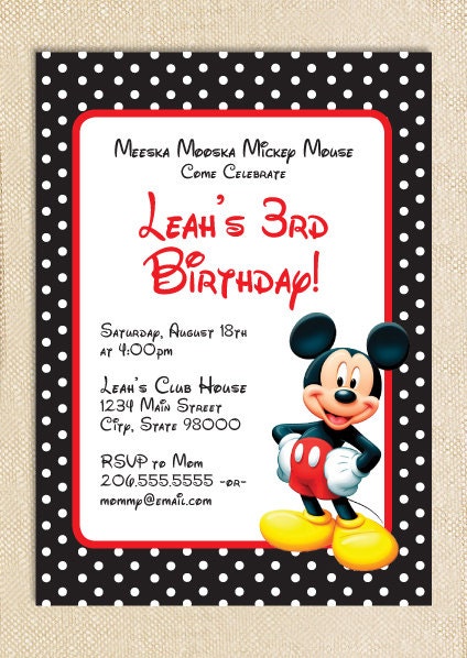 Micky Mouse invitations - set of 15 Il_570xn