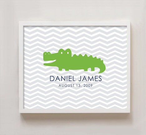 8x10 - Custom Birth Print - CHEVRON ALLIGATOR Il_570xn