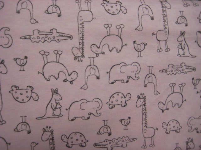 Baby/ Childrens Burp Cloth Flannel Pink and Brown Animals