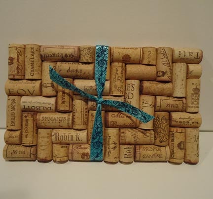 Upcycled Wine Cork Trivets (herringbone)-set of 2