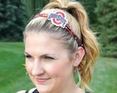 Ohio State Buckeyes Beaded Headband with Czech Crystals and Ribbon Ties