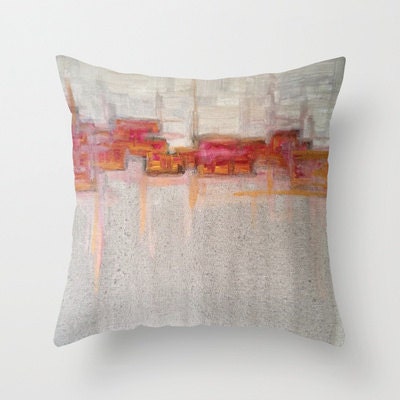 PiLLOW COVER - abstract painting - contemporary fine art - modern decor - red gold grey