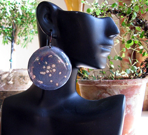 Tribal Earrings in Oxidized Silver 14K