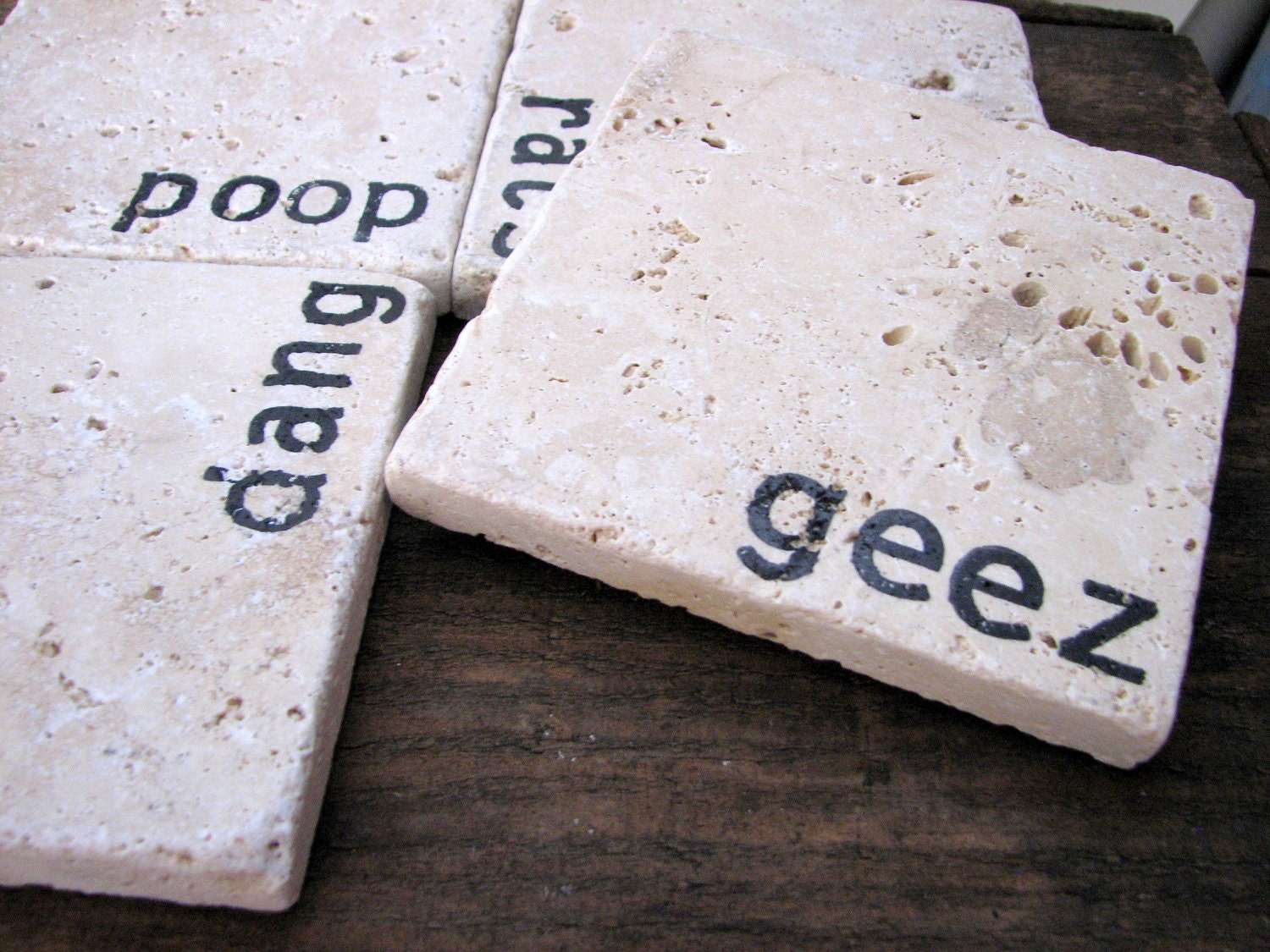 polite swears coasters -- rest your drinks on your minced oaths