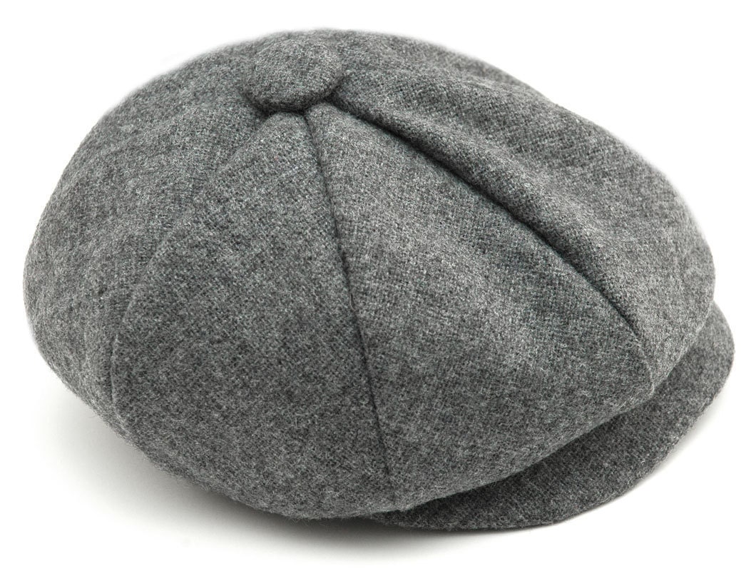 Baby Boy Hat -  Grey Wool, Sporty, Infant,Newsboy Handmade by Pink2Blue.
