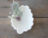 Vintage Milk Glass Leaf Dish