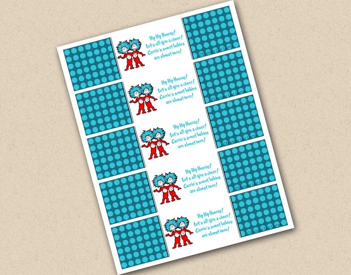 Thing 1 and Thing 2 Water Bottle Labels Il_570xn