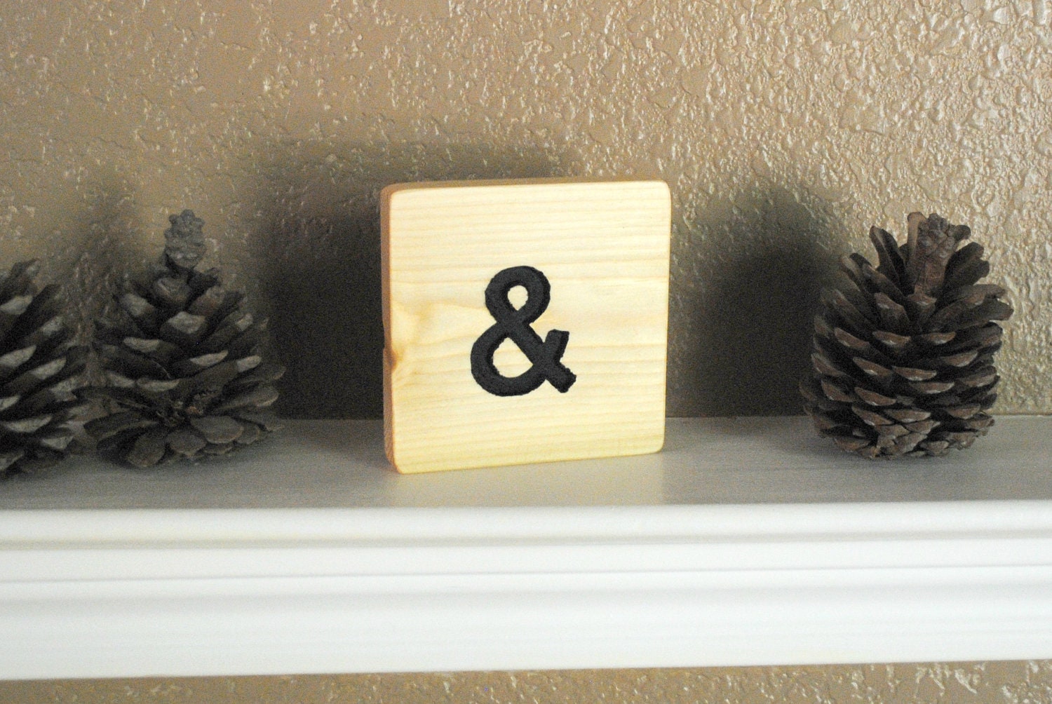 Ampersand "&" Carved Wooden Sign - Reclaimed Wood, Hand Painted