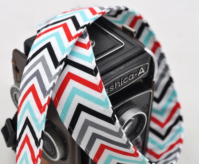 Chevron Camera Strap - Black, Red, Aqua, Grey - Spring Accessories Spring Fashion
