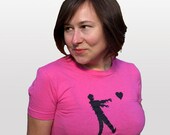 Zombie Love shirt women's pink zombies t-shirt Medium American Apparel geek gift for her