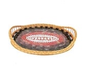 Serving tray mosaic in red and black decorated with mirror terracotta home decor