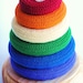 Waldorf-Stacking Toy-Baby-Teething -Natural Wood n Wool -STACKING RINGS- Educational Rainbow Teething Sensory Toy