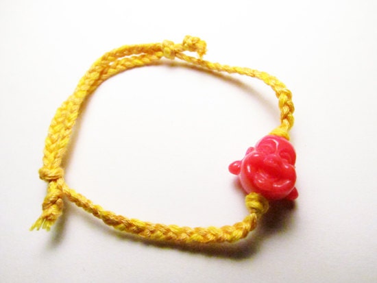 Laughing Buddha Bracelet ( Neon Pink / Yellow )