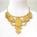 Gold Mirror Laser Cut Statement Necklace - Bib Engraved Geometric Jewels Acrylic Prom Jewelry