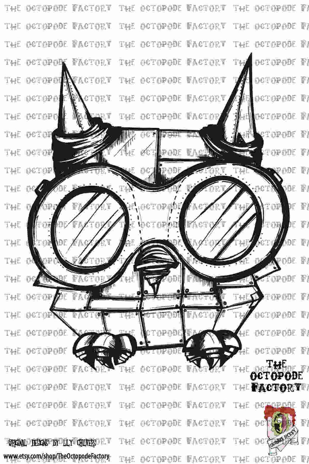 Steampunk'd Owl digital stamp image (instant download)