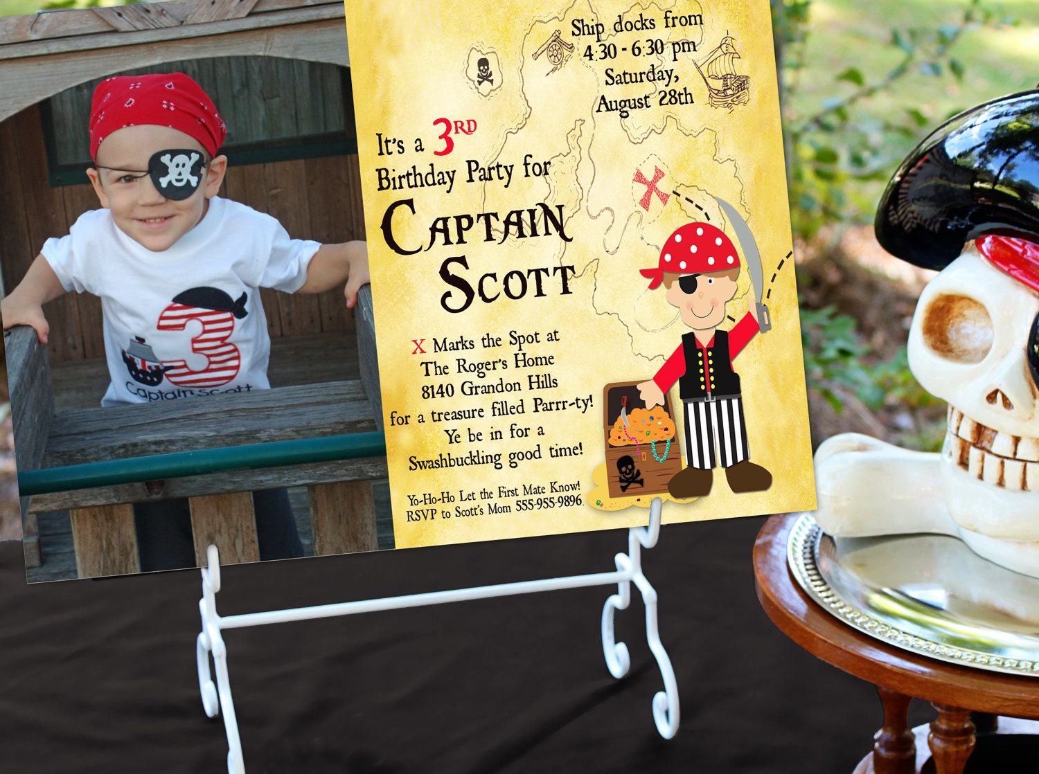 Pirate Party -- Pirate Party Invitation, Thank You, Envelope Seals & Address Label - Printable set by Amanda's Parties To Go