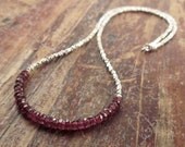 Garnet Necklace with Karen Hill Tribe Silver Beads, Birthstone Necklace, Custom Gemstone Necklace, Your Gemstone Rondelles of Choice