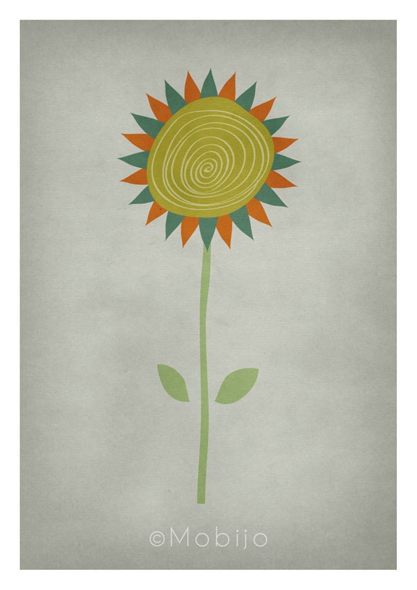 Flower nursery art-postcard with envelope-print from original illustration