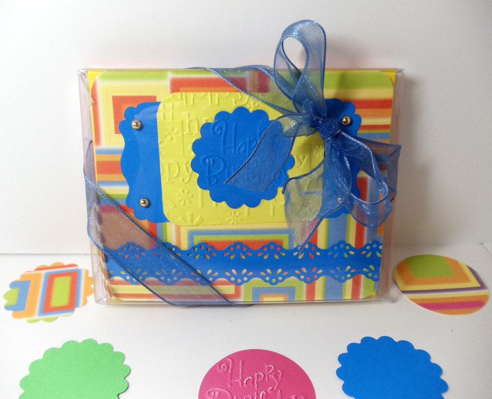 Birthday Cards- Boxed Set- 4 Cards- Embossed- Lined- Handmade
