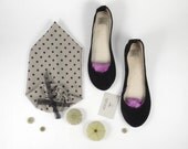 Black Suede Leather Handmade Ballet Flats