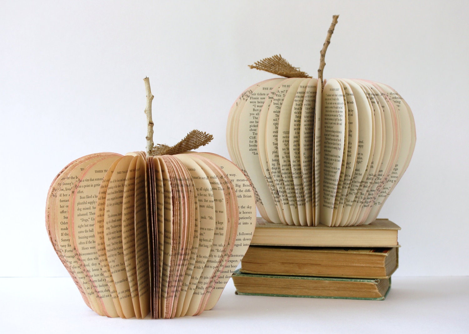 large VINTAGE BOOK APPLE /// made to order