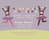 Doubles Jumpy House Birthday Party Invitation For Girls - Custom Made For You