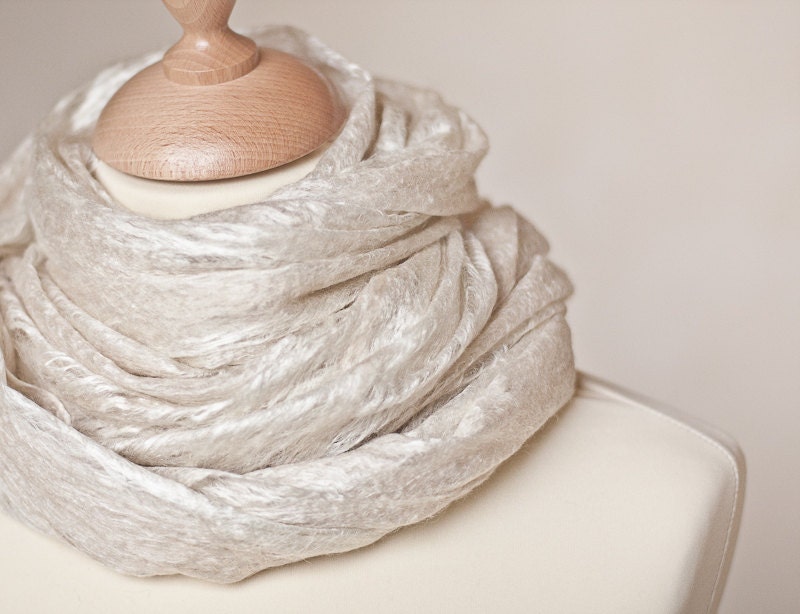 Cobweb Lace Luxury Scarf Felt Shawl Baby Camel Silk Natural White Beige Cream Champagne Wedding bridal fashion eco friendly