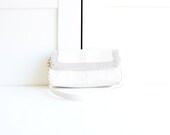 SALE - Vintage Envelope Bag in White with Gold Chain Strap, 80s Shoulder Bag by Liz Claiborne