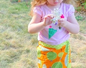 Wraparound Girls Skirt in Orange Tree Print