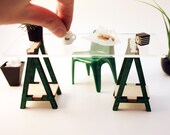 Miniature IKEA Inspired VIKA Desk Kit for 1:12 Scale Modern Dollhouse in Wood