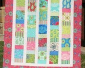 Modern Baby Girl Quilt Bright Colorful Paisley Blanket